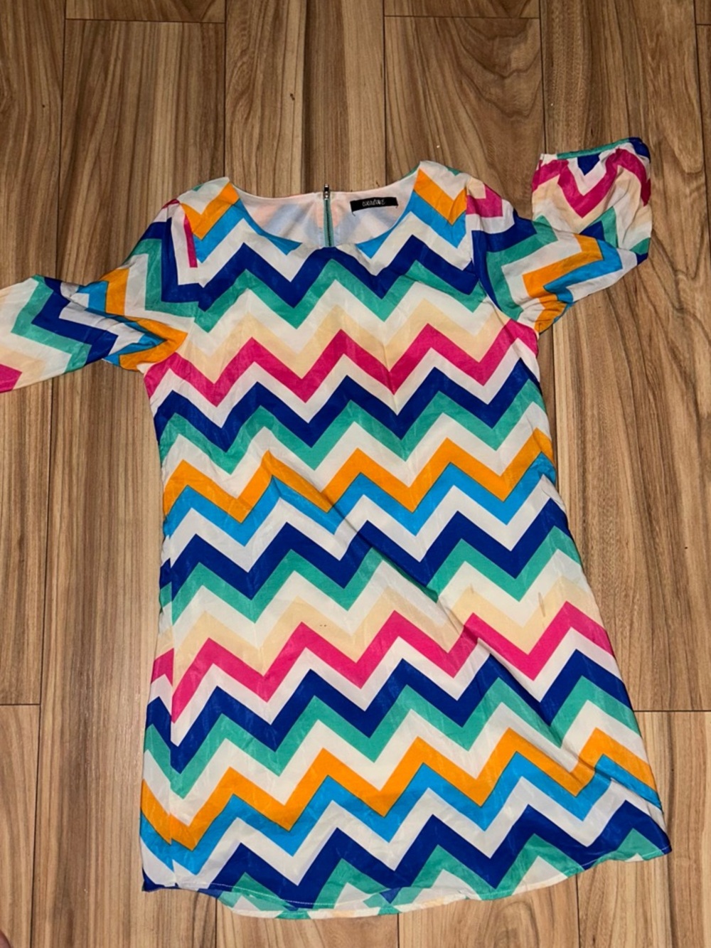 Chevron Multicolor Casual Shift Dress